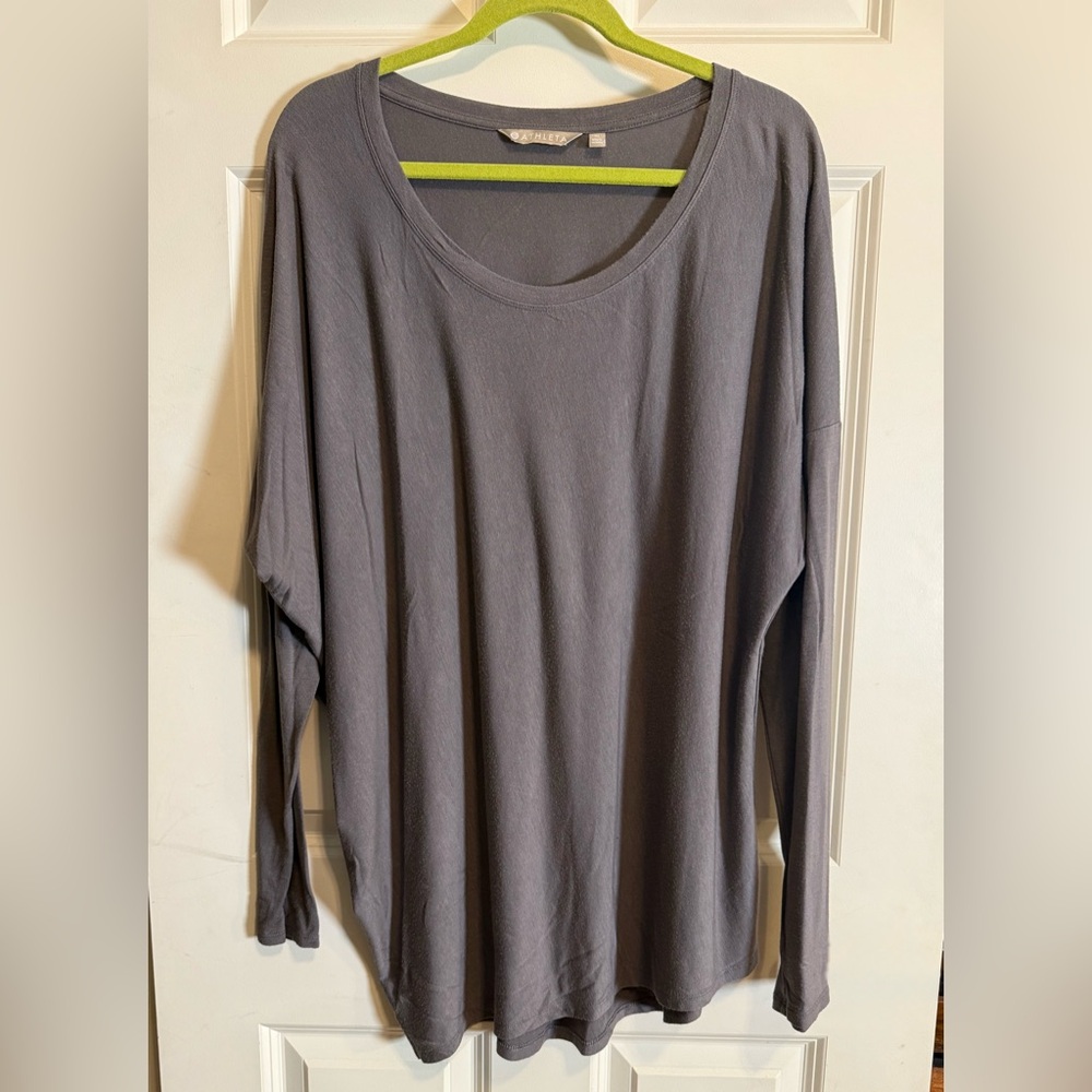 Athleta Charcoal Long Sleeve Asymmetrical Top